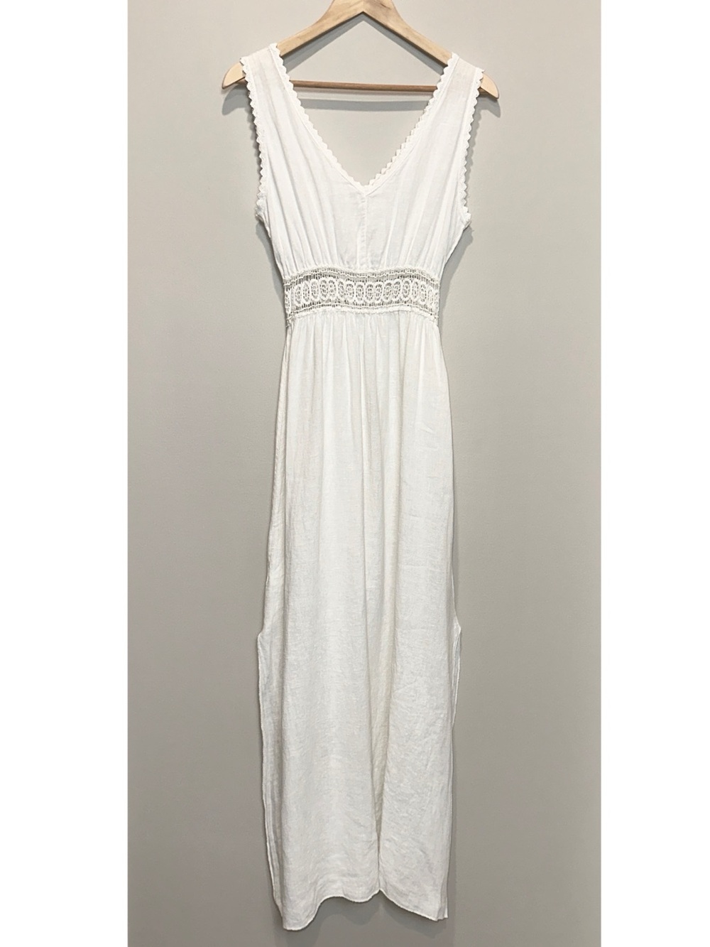 TERZO MILLENNIO White Linen Crochet-Waist Maxi Dress - Picture 11 of 11